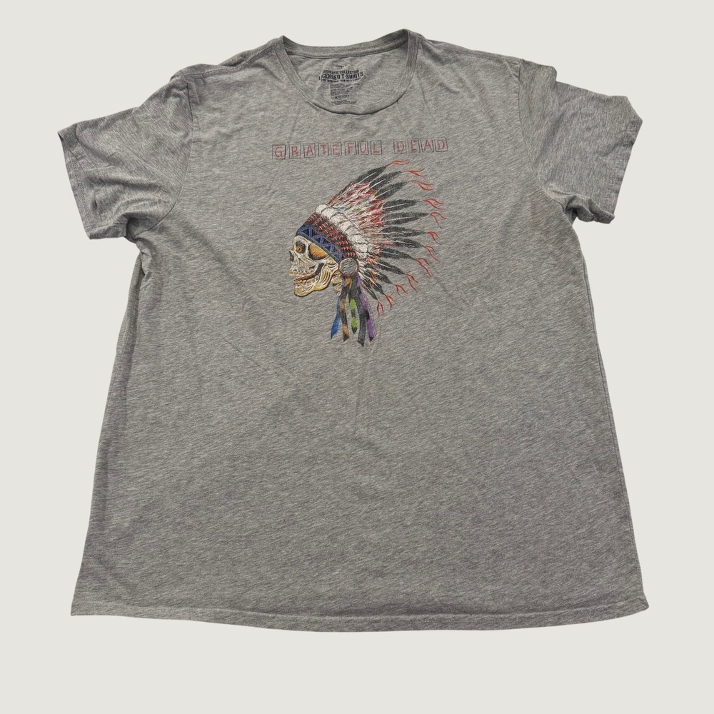 GAP Grateful Dead T Shirt XL Gray Skull Headdress Graphic Cotton Blend Tee